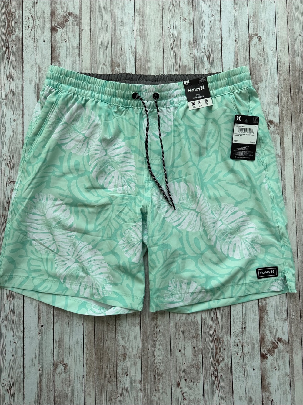 Hurley Men’s Volley Swim Shorts Dypsis Tropical Green Board Shorts sz Large 7.5"